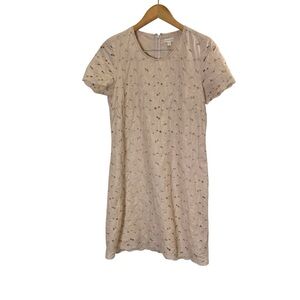 Women’s Garnet Hill Feminine Cream Riviera Summer Eyelet Sheath Dress sz 8